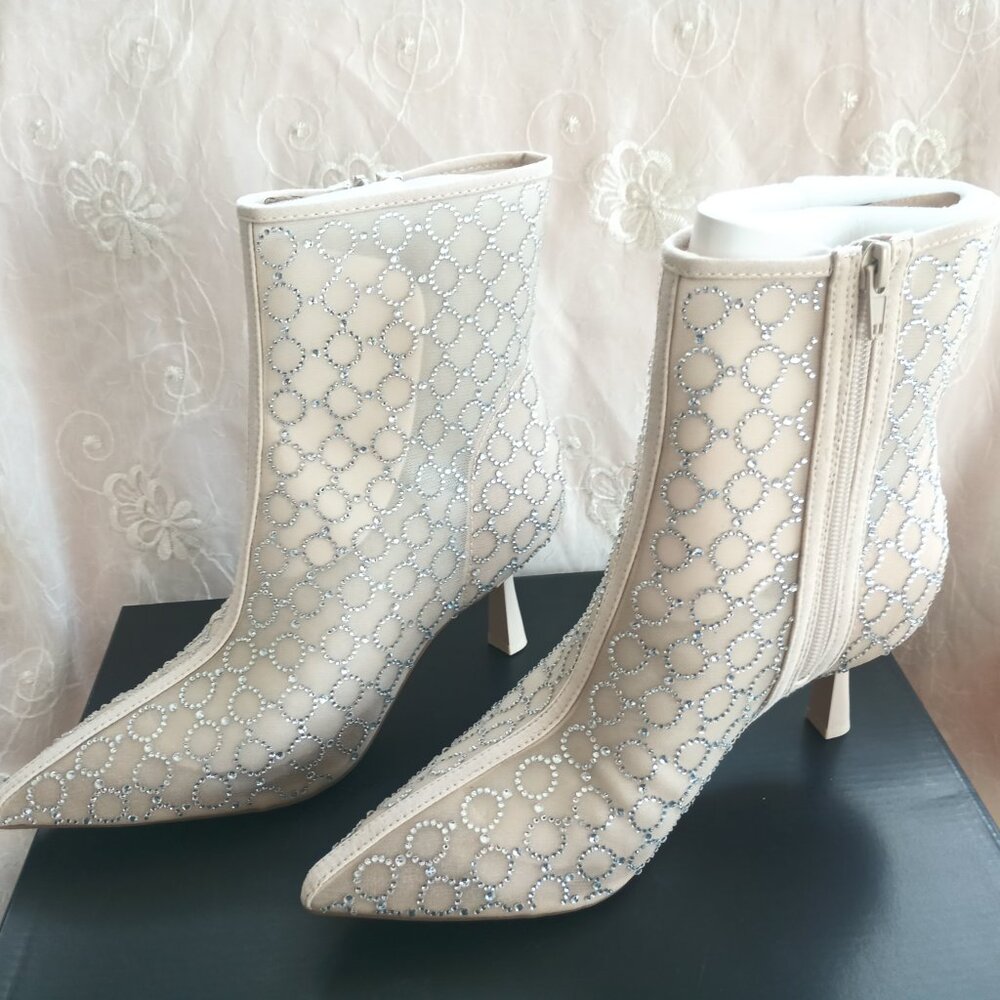 INC International Concepts Darissa Mesh Dress Bootie Nude 7 M MSRP $129 - Picture 3 of 10